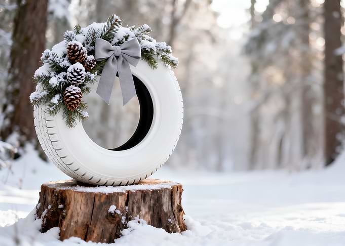 Winter Tire Christmas Wreath Decoration