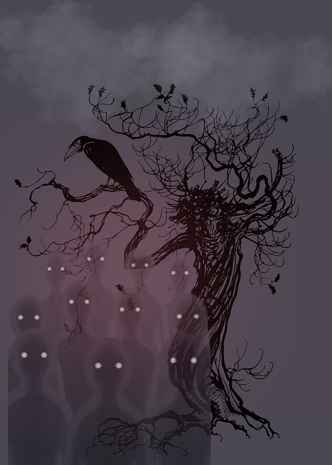 Dark Forest Spirits and Raven