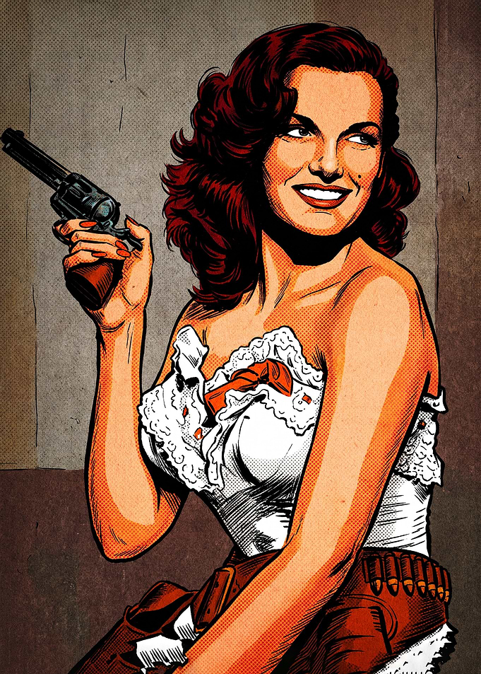 Vintage Western Pin-up Cowgirl Illustration