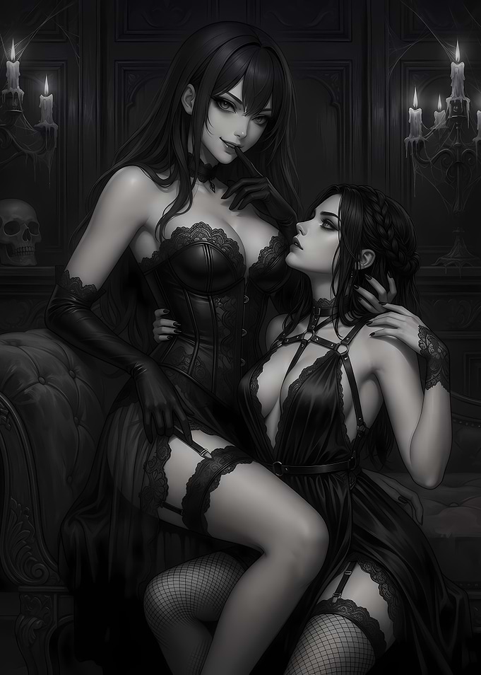 Gothic Dark Anime Girls Duo