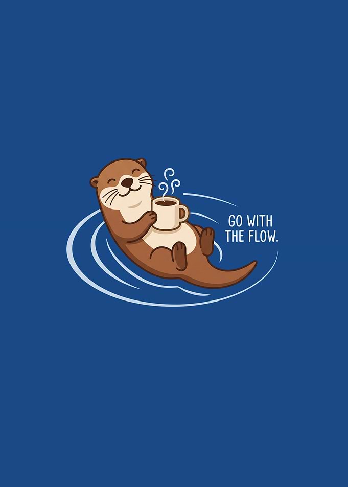 Cute Otter Drinking Coffee Illustration