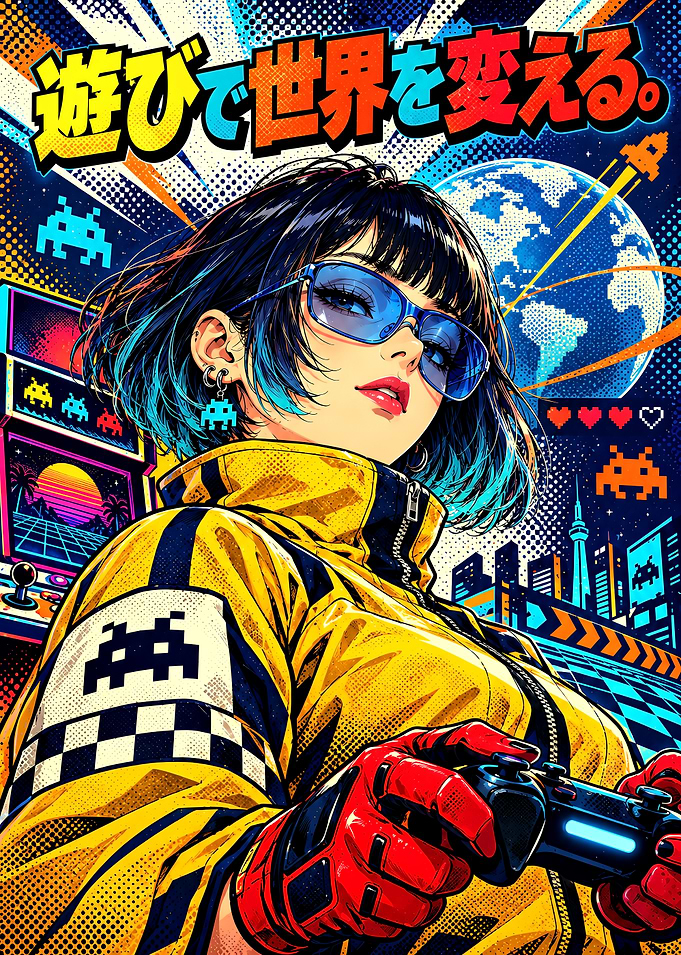 Retro Gaming Cyberpunk Gamer Girl