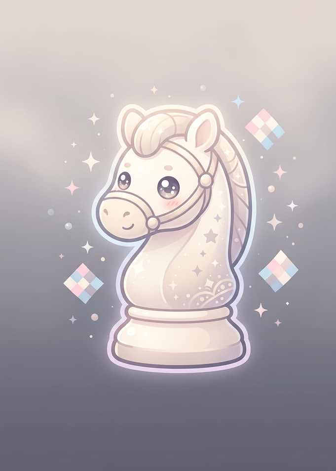 Cute Kawaii White Chess Knight