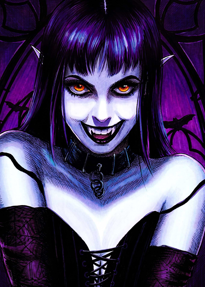 Vampire Woman with Glowing Eyes