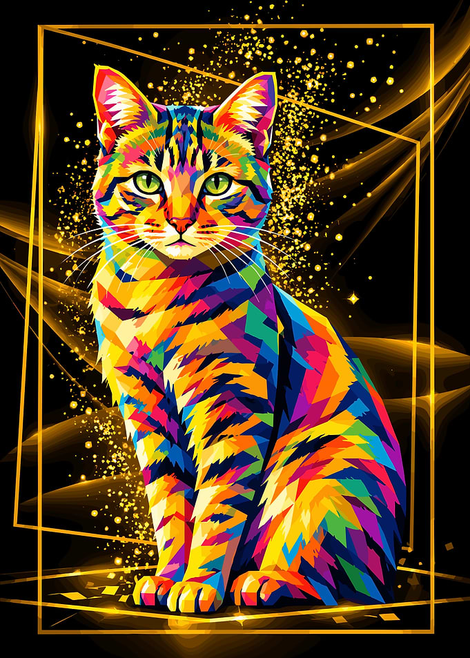 Colorful Pop Art Tabby Cat