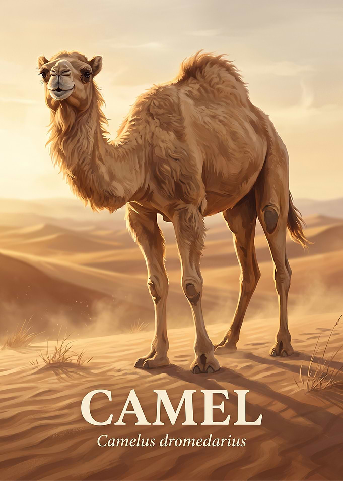 Dromedary Camel in Desert Landscape