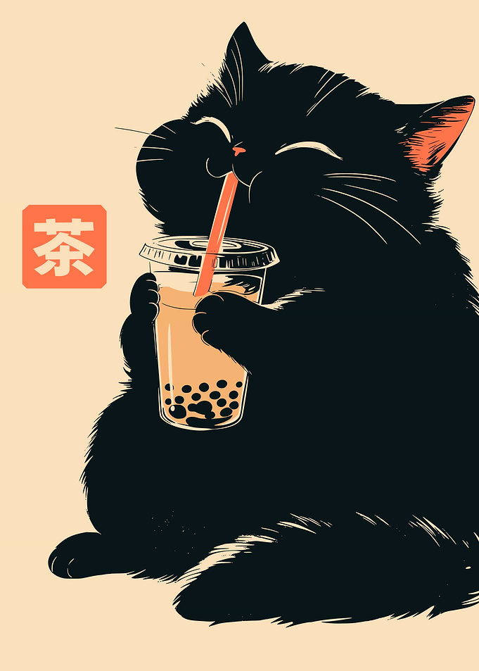 Asian Drink Black Cat Japanese