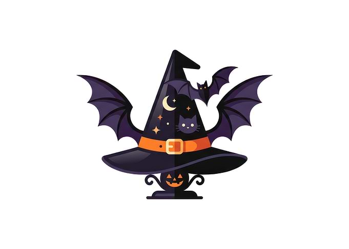Halloween Witch Hat with Bat Wings