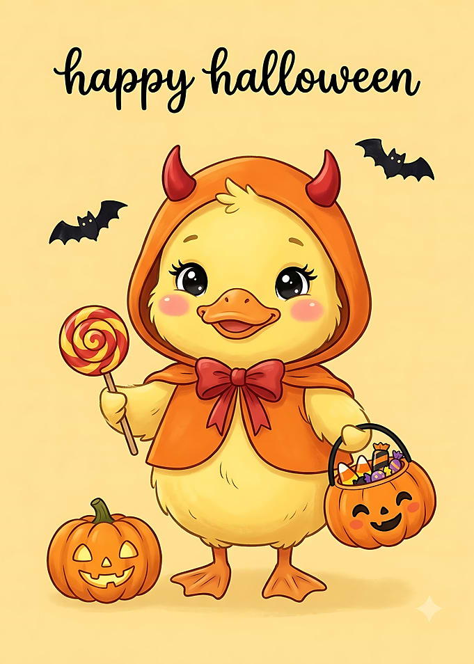 Cute Halloween Duckling Trick-or-Treater