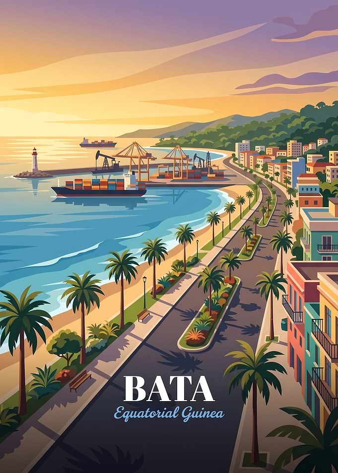 Bata Equatorial Guinea Travel Poster