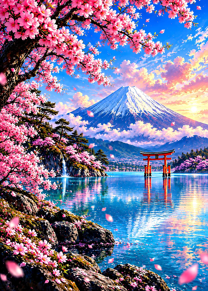 Mount Fuji and Cherry Blossoms