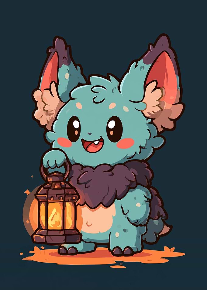 Cute Monster Holding a Lantern