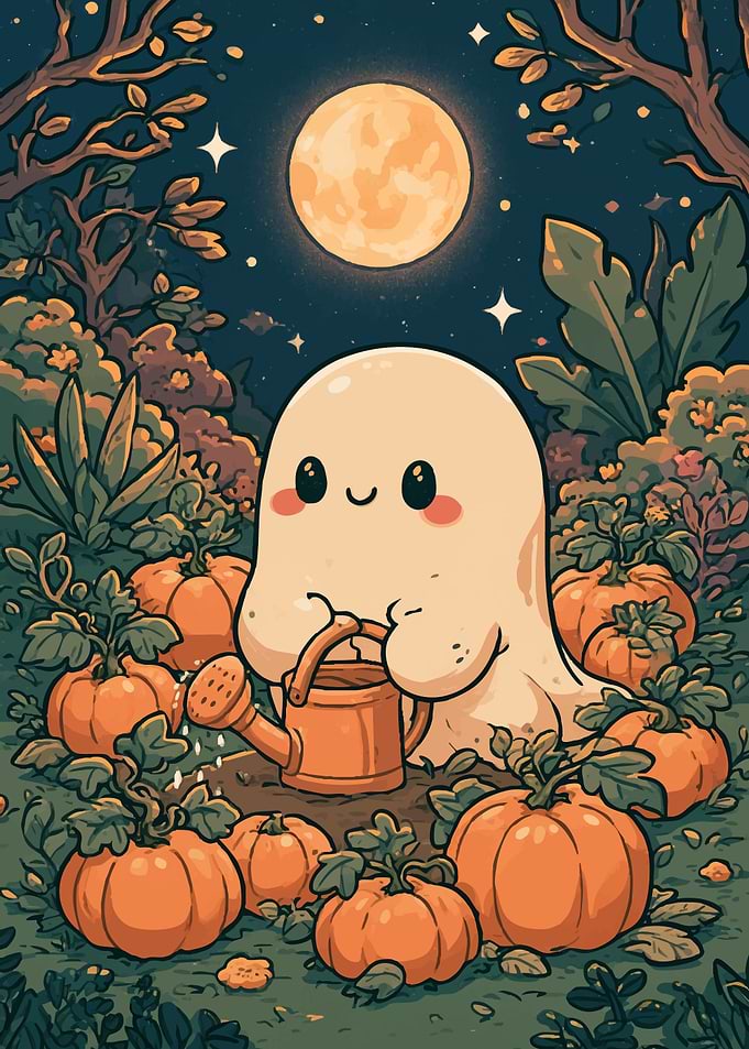 Cute Ghost Gardening Pumpkins
