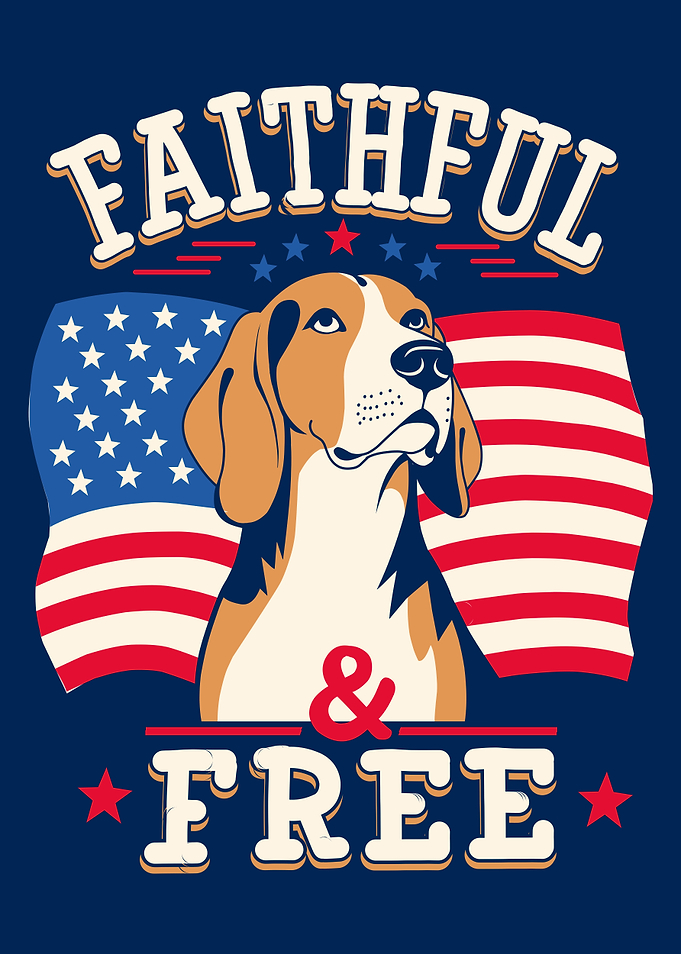 Faithful and Free Beagle Patriotic Art
