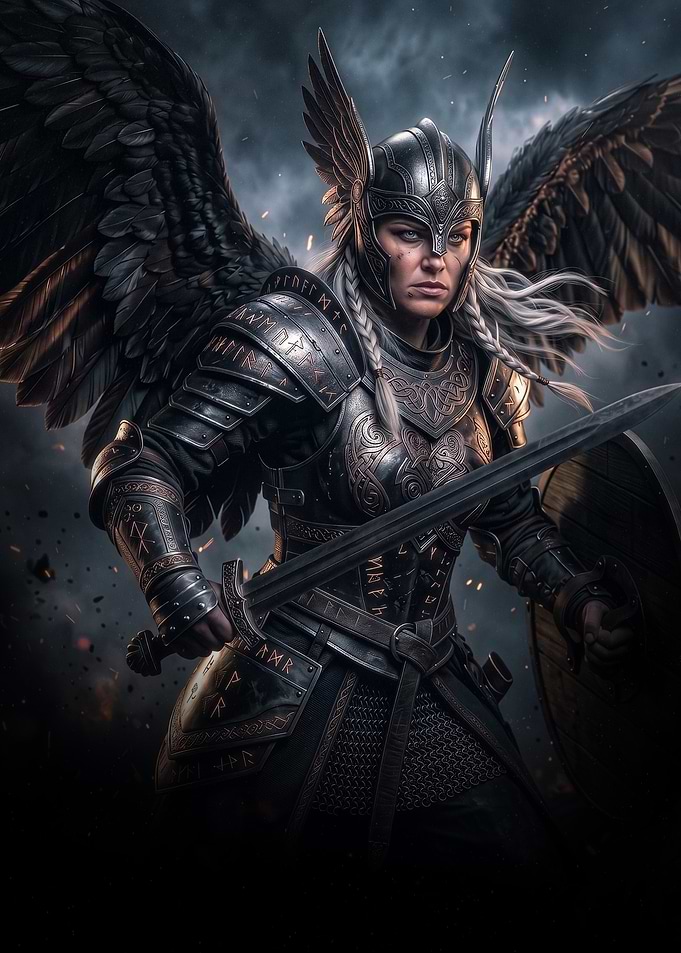 Valkyrie Warrior with Wings and Sword