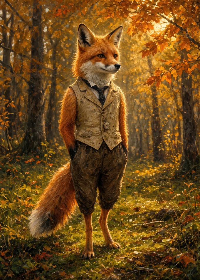 Dapper Fox in Autumn Forest