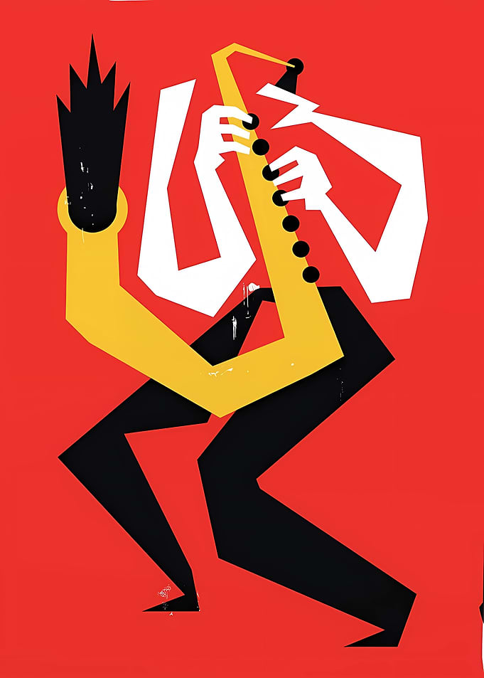 Abstract Jazz Saxophone Player Illustration