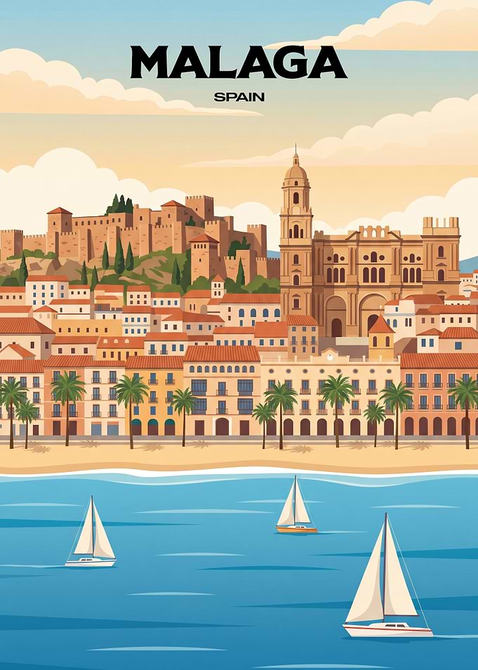 Malaga Spain Travel Poster