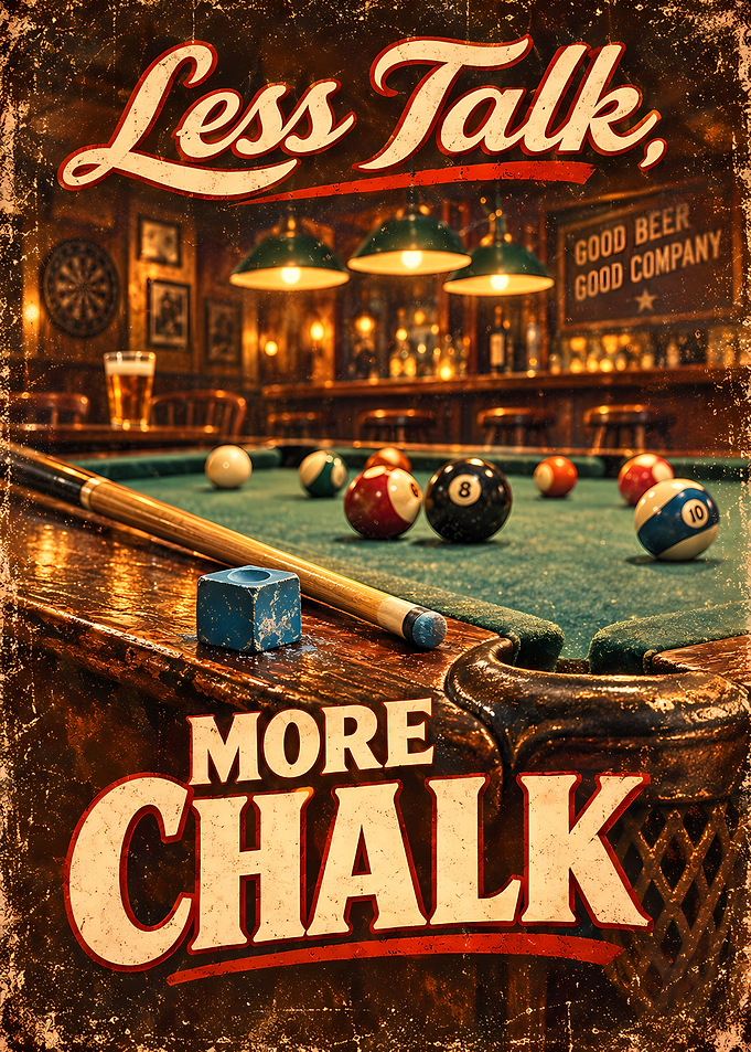 Less Talk More Chalk Billiards Poster