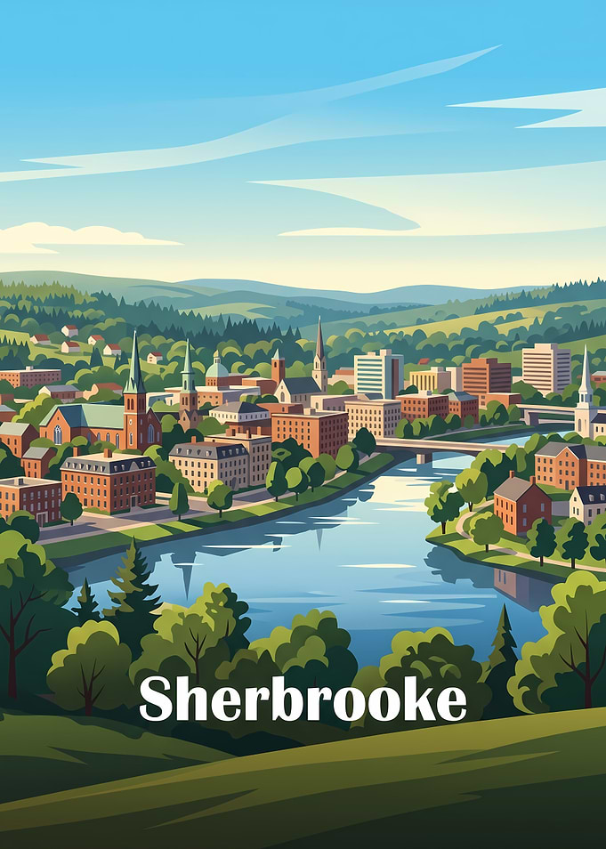 Sherbrooke Cityscape Travel Poster