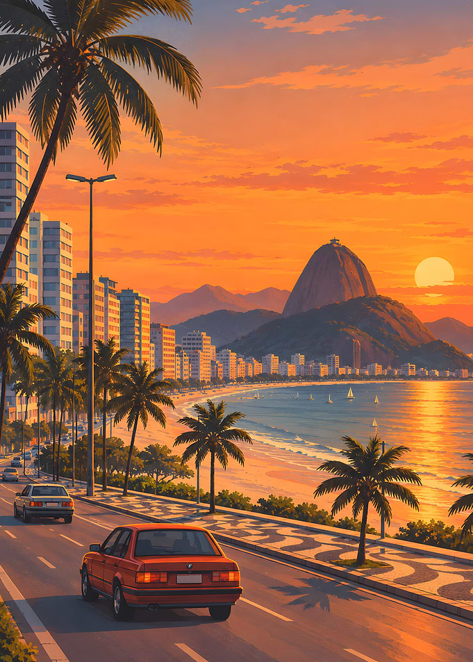 Rio de Janeiro Sunset Coastal Drive