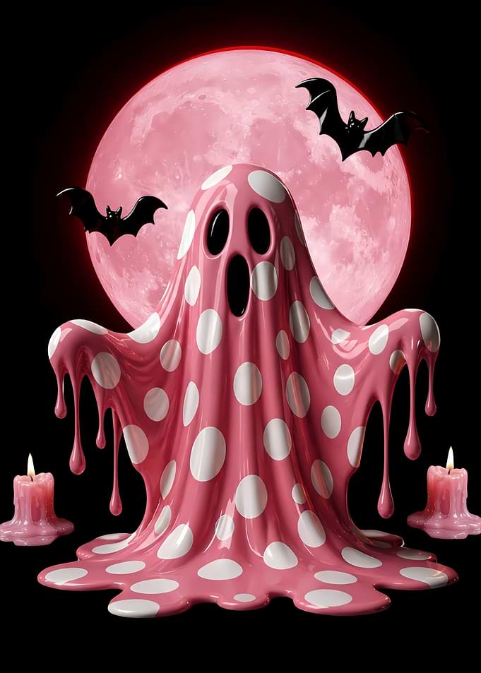 Polka Dot Melting Pink Ghost