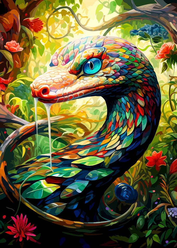 Vibrant Multicolored Fantasy Serpent