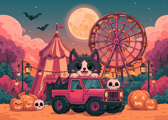 Cute Cat in Jeep at Carnival