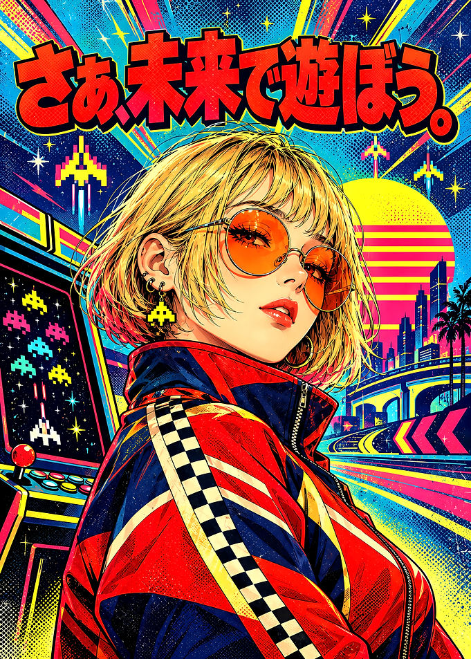 Retro Synthwave Gamer Girl Poster
