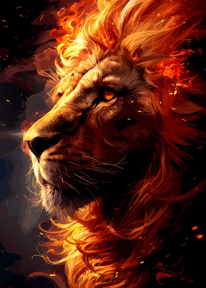 Majestic Lion Made of Fire