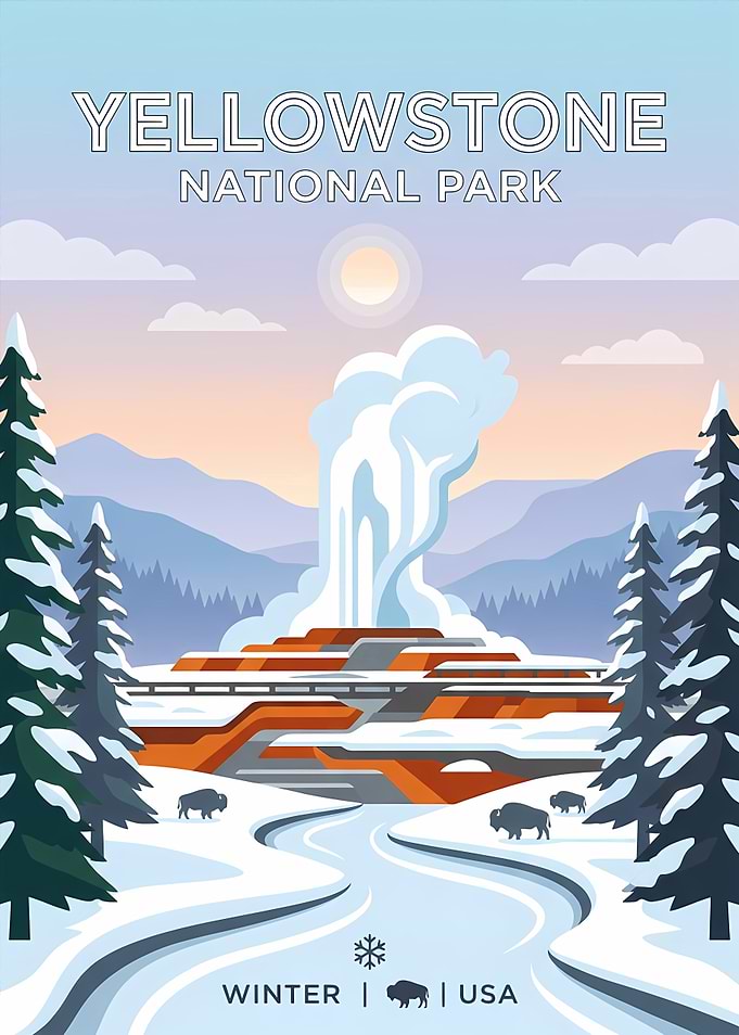 Yellowstone National Park Winter Poster