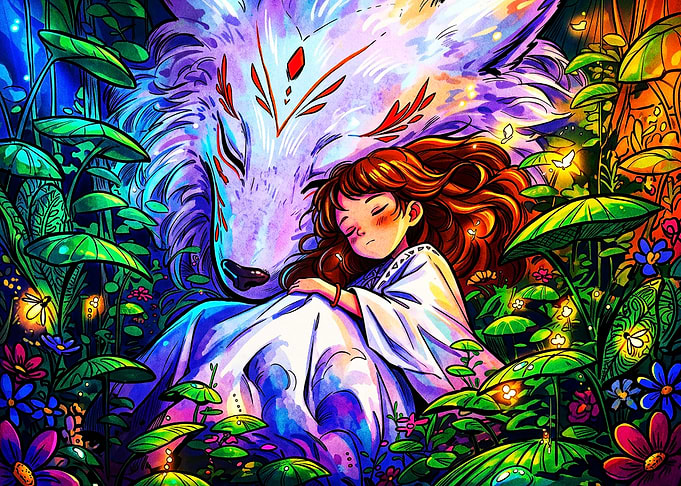 Spirit Wolf Forest Magical Art