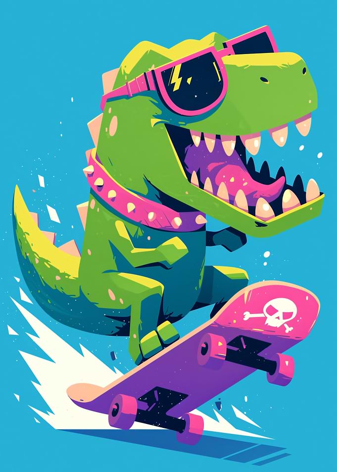 Cool T-Rex Skater Illustration