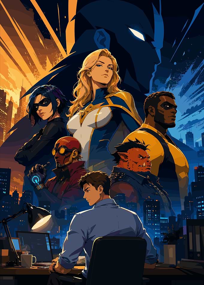 Superhero Team Pixel Art Poster