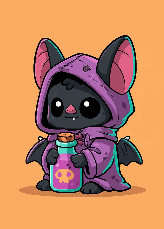 Cute Baby Bat with Potion