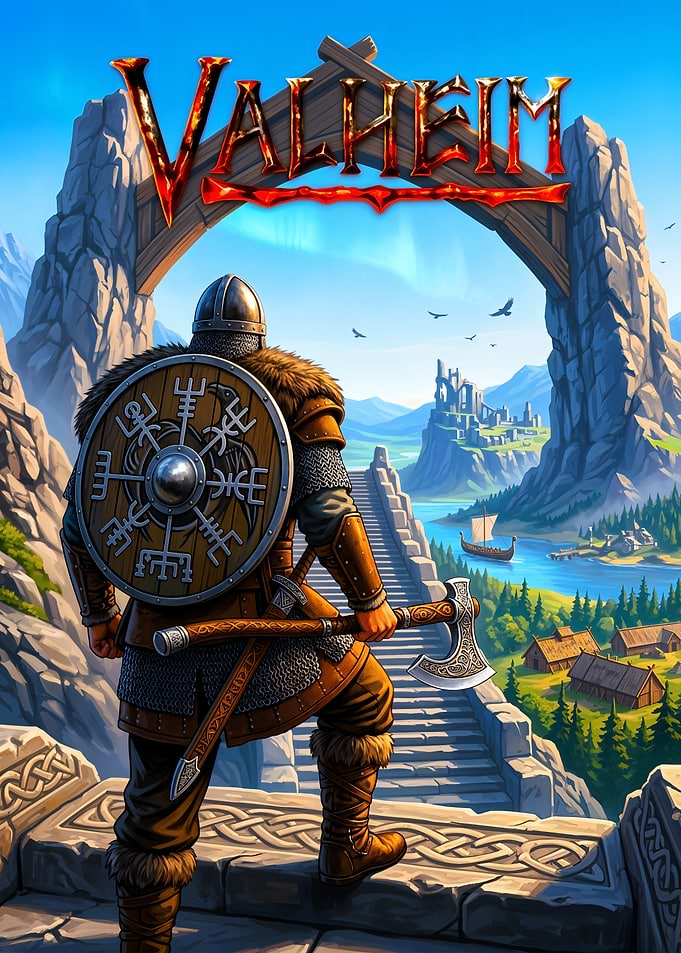 Valheim Viking Warrior Game Poster
