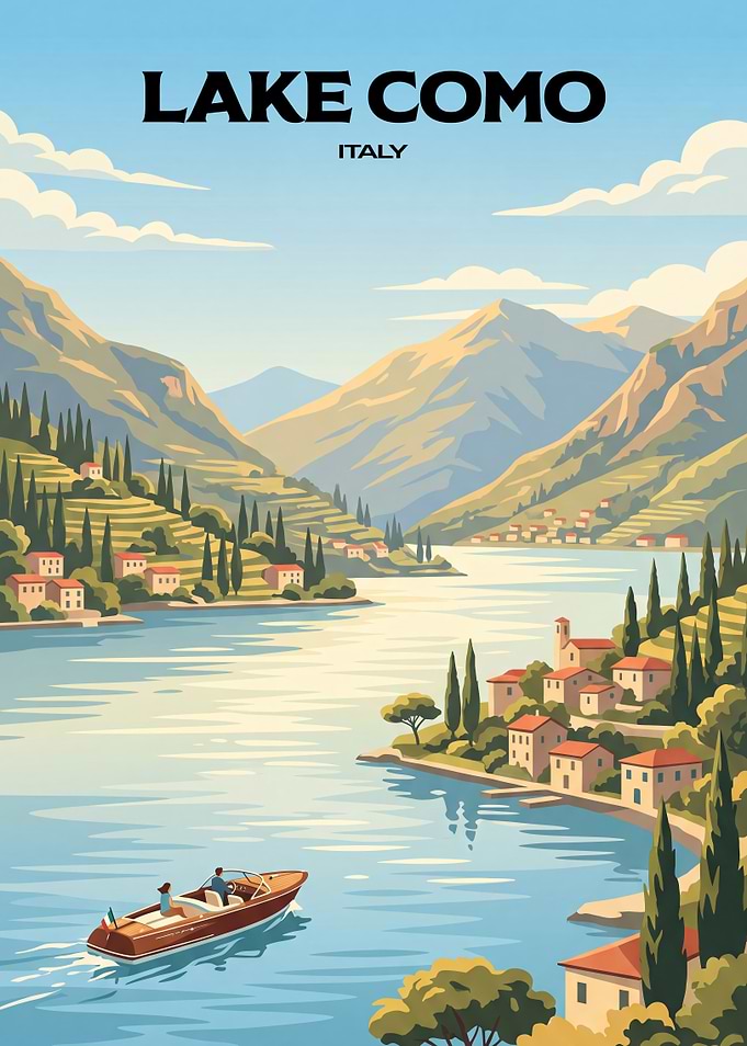 Lake Como Italy Travel Poster