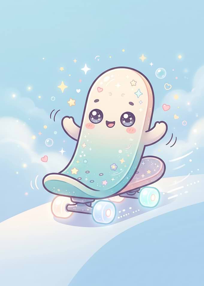 Cute Kawaii Skateboard Character