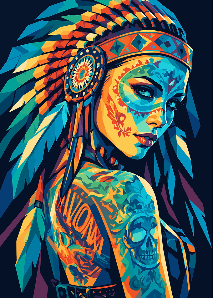 Vibrant Native American Style Portrait