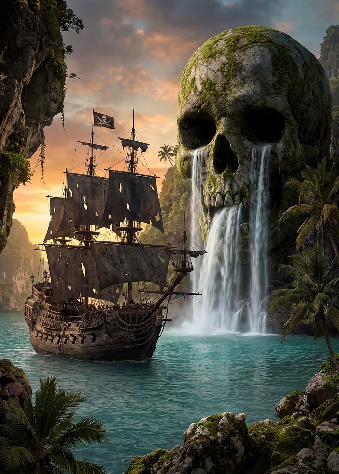 Pirate Ship at Skull Waterfall