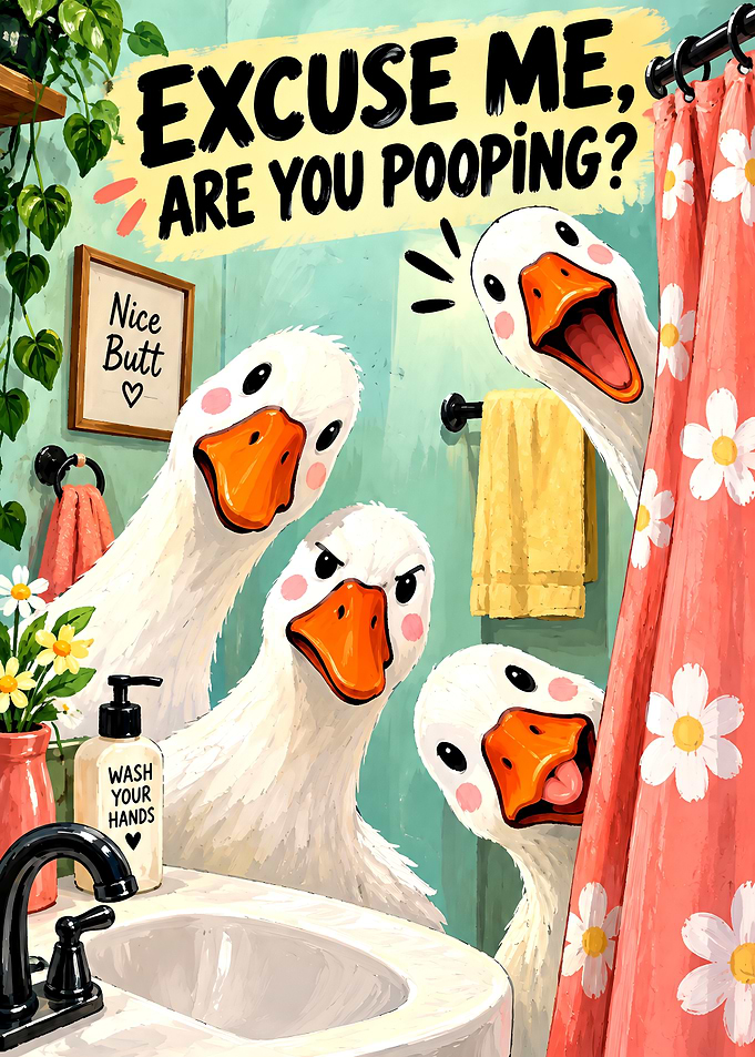 Funny Goose Bathroom Wall Art