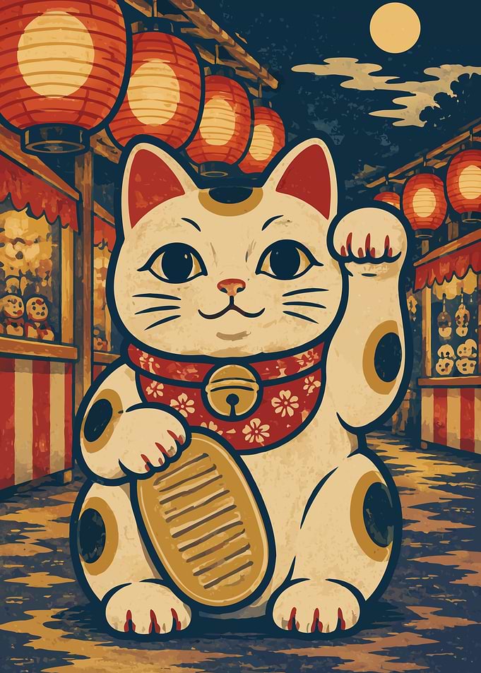 Lucky Maneki Neko Festival Illustration