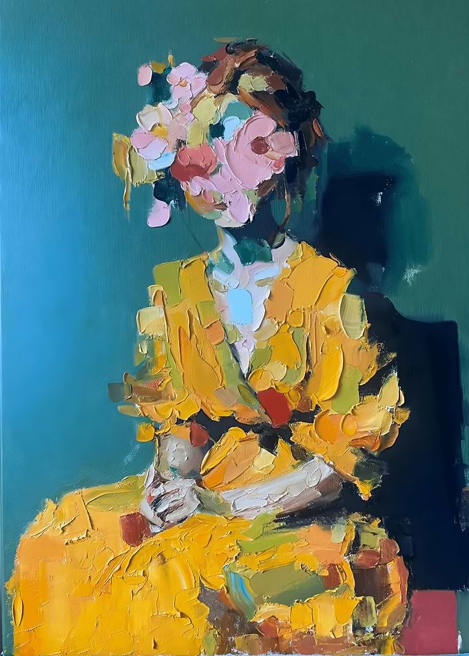 Impressionist Portrait with Floral Face
