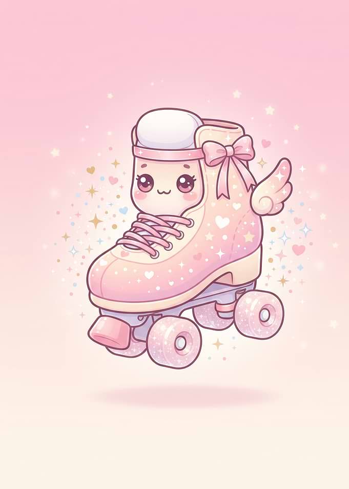 Cute Kawaii Roller Skate Illustration