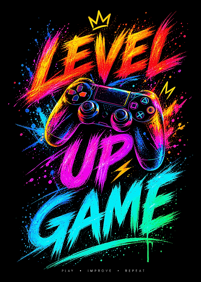 Level Up Game Neon Gaming Art