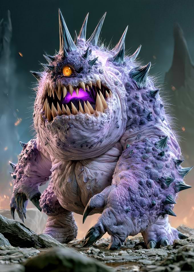 Fierce Purple Spiked Cyclops Monster