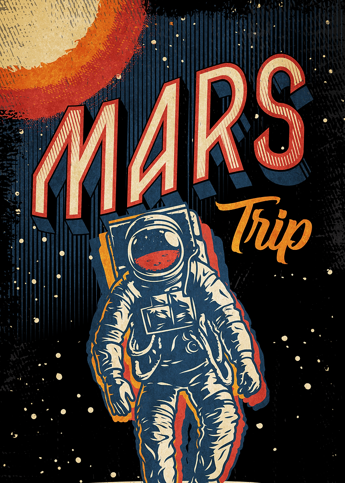 Vintage Mars Trip Space Poster