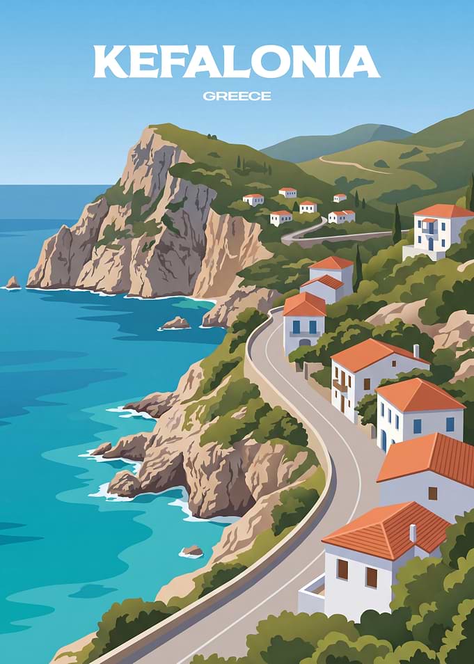 Kefalonia Greece Travel Poster