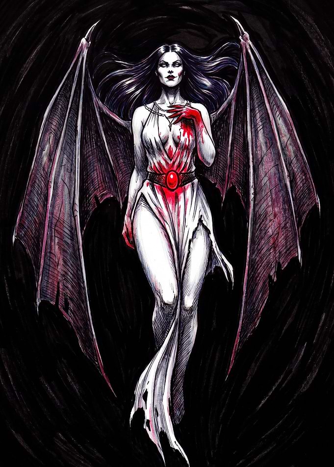 Gothic Vampire Queen with Wings