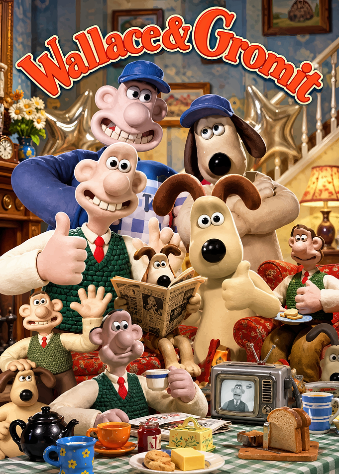 Wallace and Gromit Character Collage